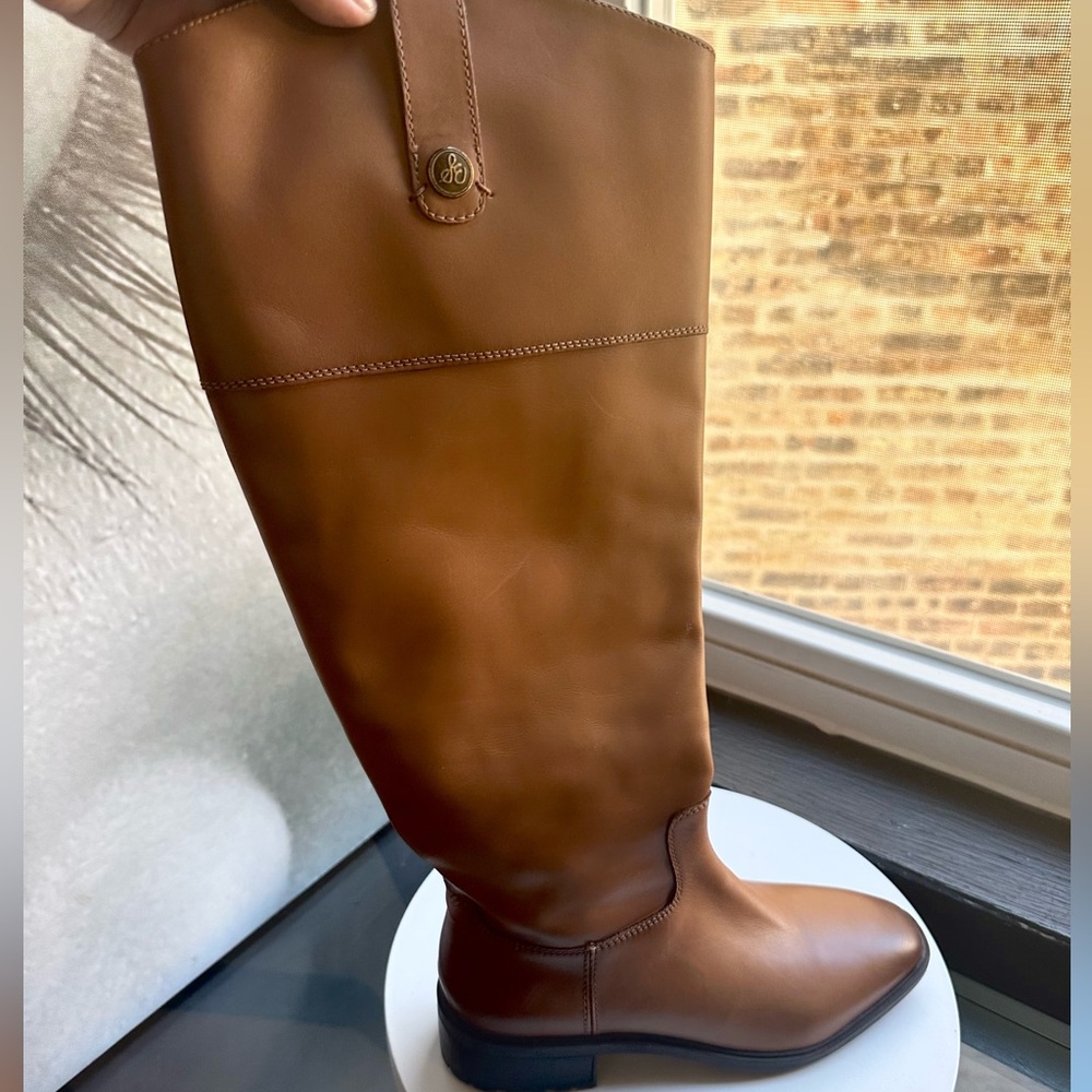🌸SAM EDELMAN🌸 Drina Ath Whisky Almond Toe Knee High Riding Boots Size: 6 - Picture 4 of 16